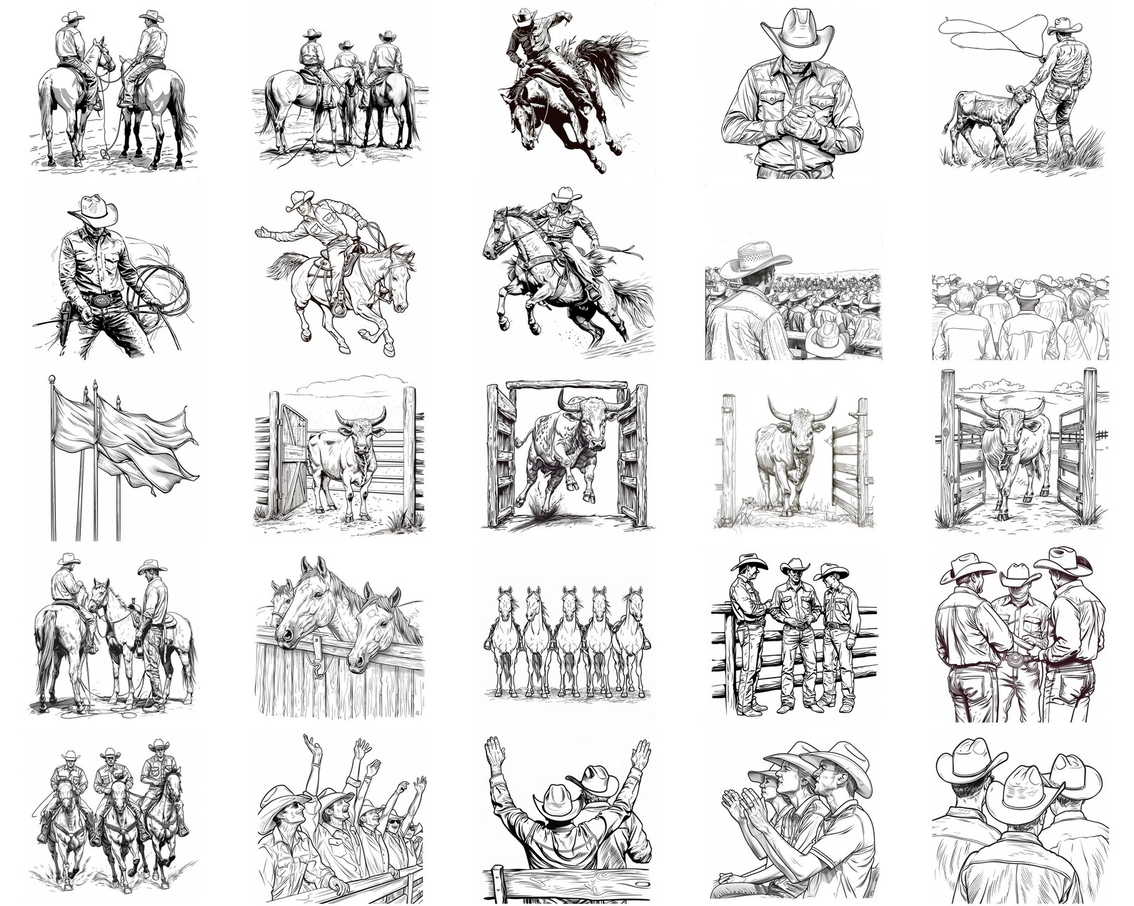 Stamp Rodeo 100+ Cowboy Rodeo Procreate Stamps, Brushes for Procreate, Instant ...