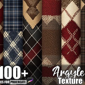 100+ Argyle-mönster Procreate-texturer, penslar för Procreate, omedelbar digital nedladdning