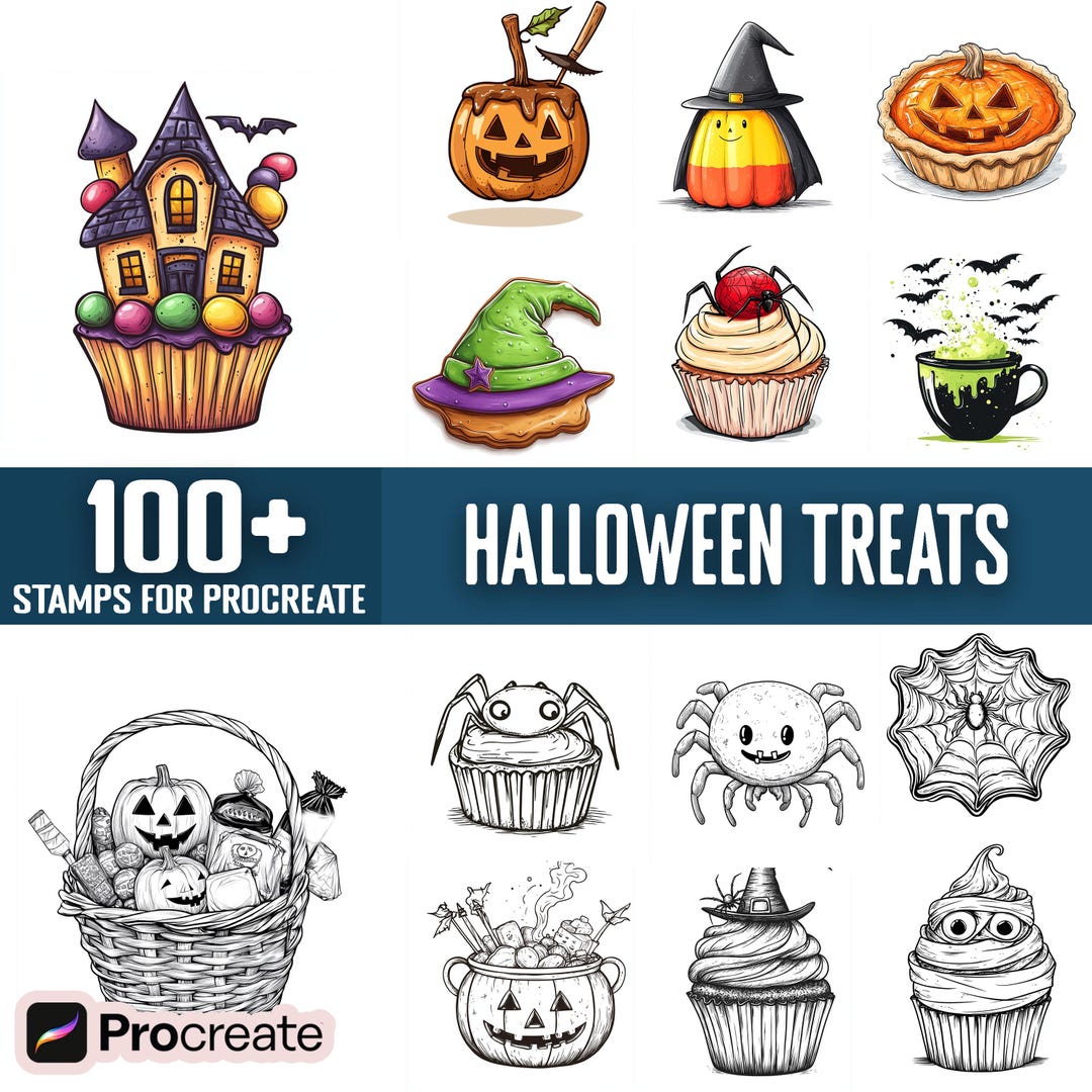 100+ Halloween Treats Procreate Stamps, Brushes for Procreate, Instant ...
