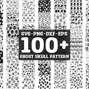 Skull Pattern SVG Bundle, Set of 100, Instant Digital Download, png, svg, eps, dxf