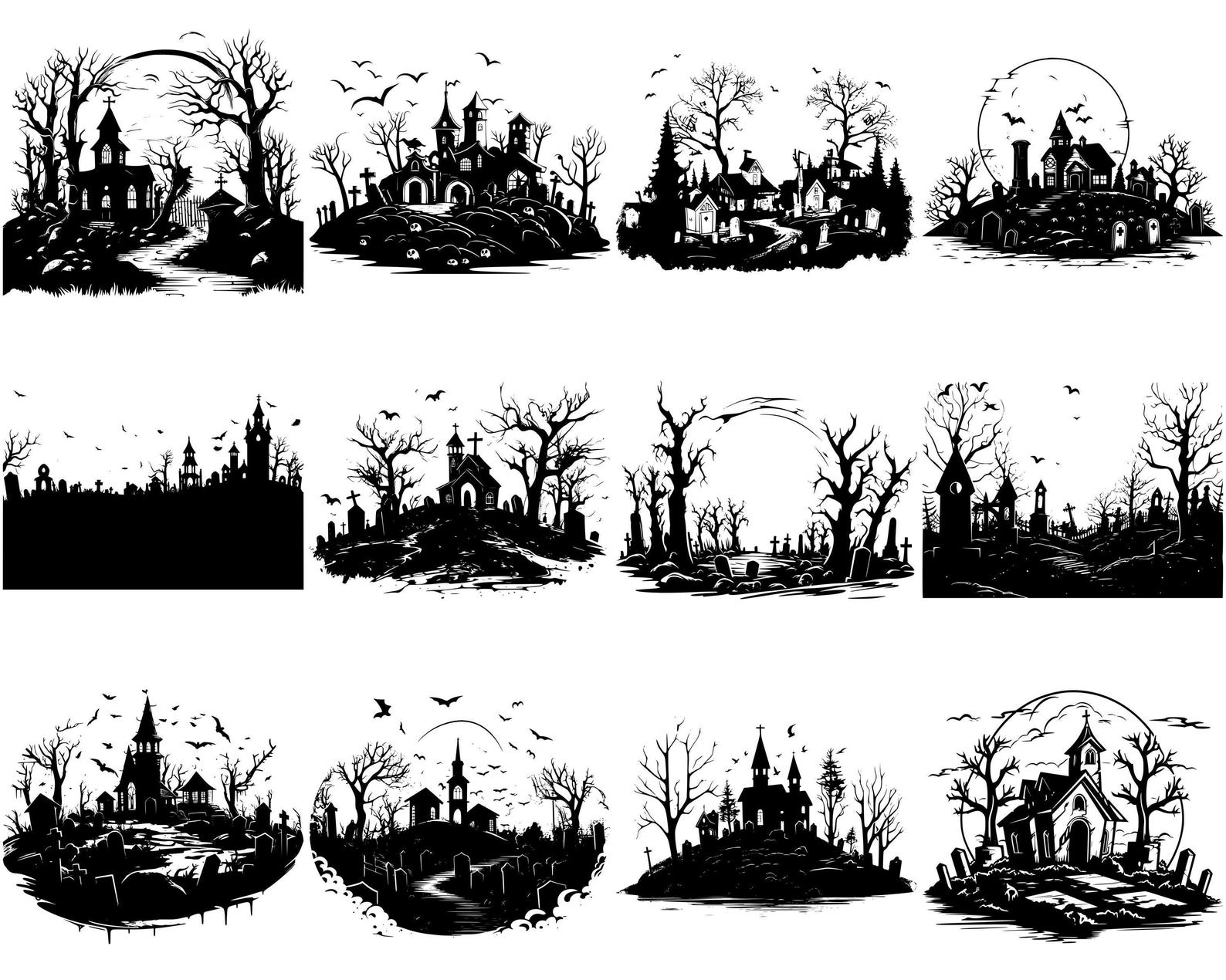 Graveyard SVG Bundle, Set of 100, Instant Digital Download, Png, Svg ...