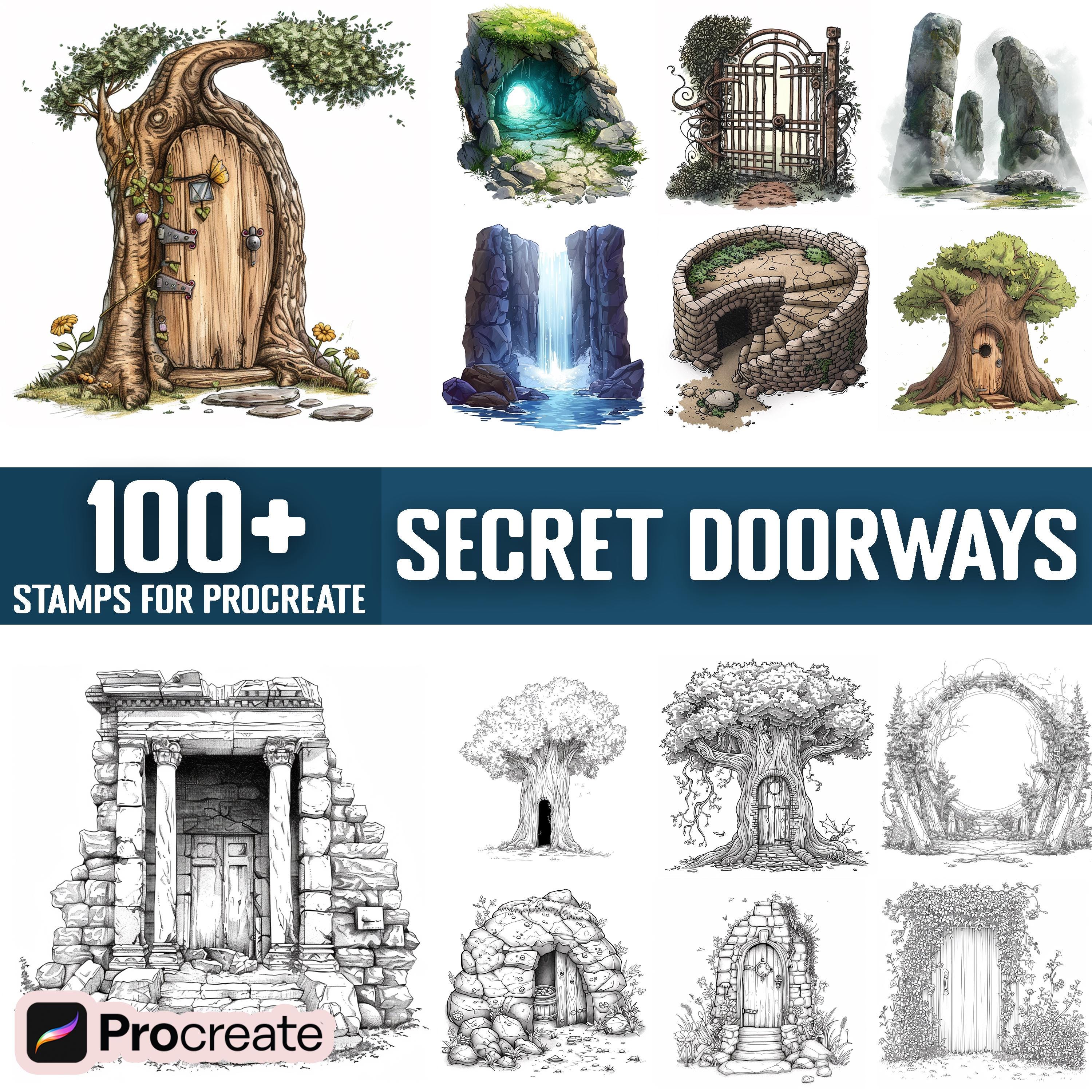 100+ Secret Doorways Procreate Stamps & Brushes — Fantasy Portals Instant Download