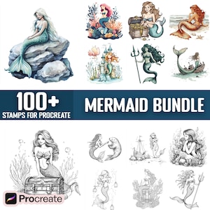 100+ Mermaid Procreate Stamps, Brushes for Procreate, Instant Digital Download