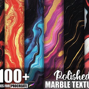 100+ Polished Marble Procreate Textures, Brushes for Procreate, Instant Digital Download