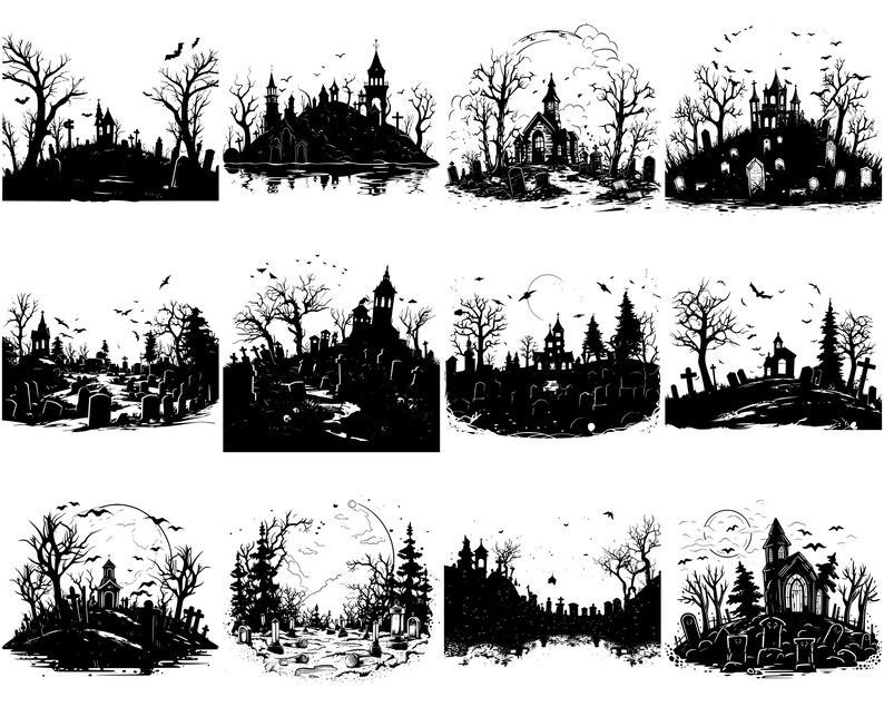 Graveyard SVG Bundle, Set of 100, Instant Digital Download, Png, Svg ...