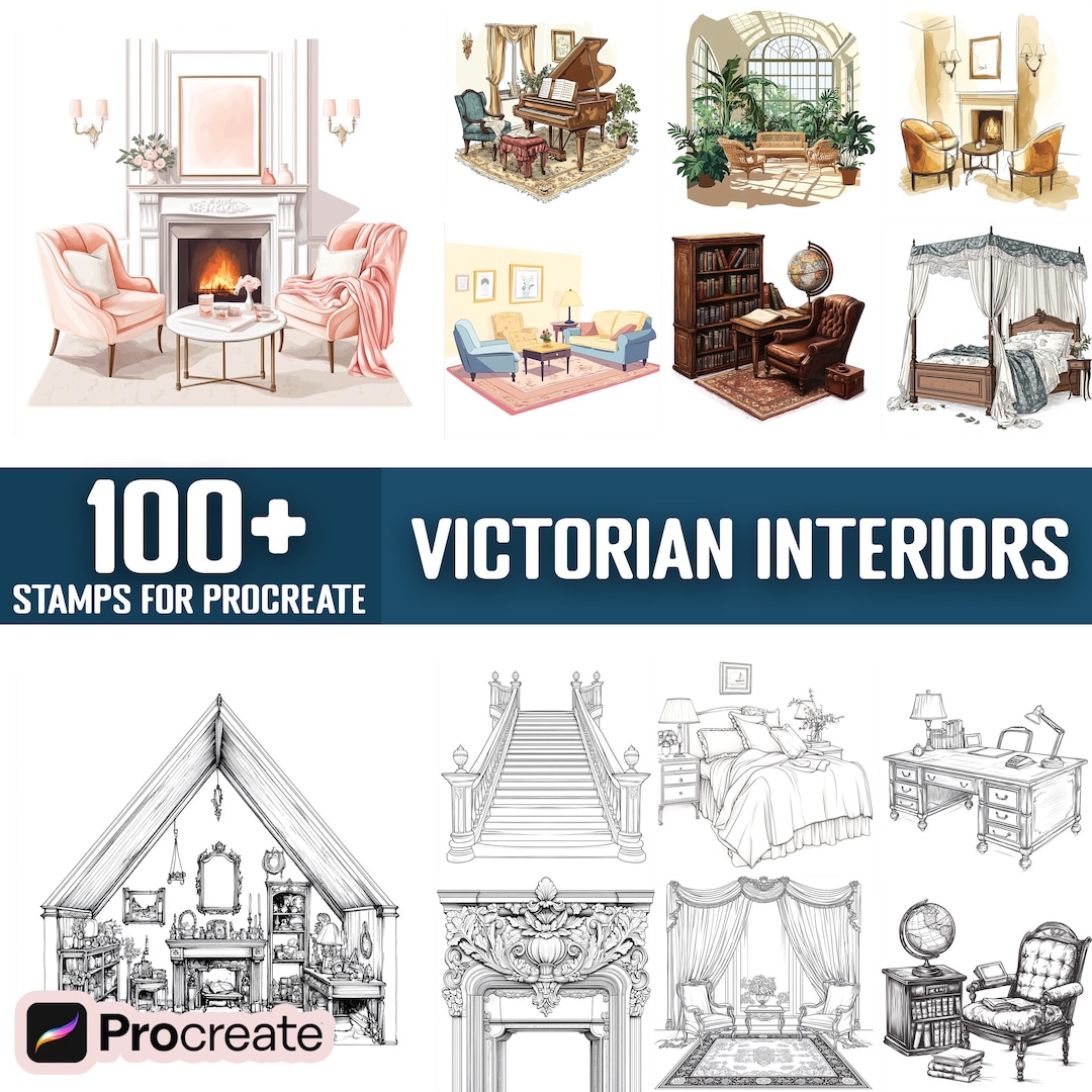 100+ Victorian Interiors Procreate Stamps, Brushes for Procreate ...