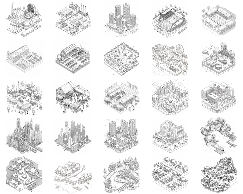 100+ Isometric Cityscape Procreate Stamps, Brushes for Procreate ...