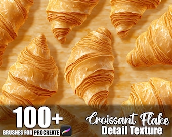 Plus de 100 textures de procréation avec détail flocon de croissant, pinceaux pour procréer, téléchargement numérique instantané