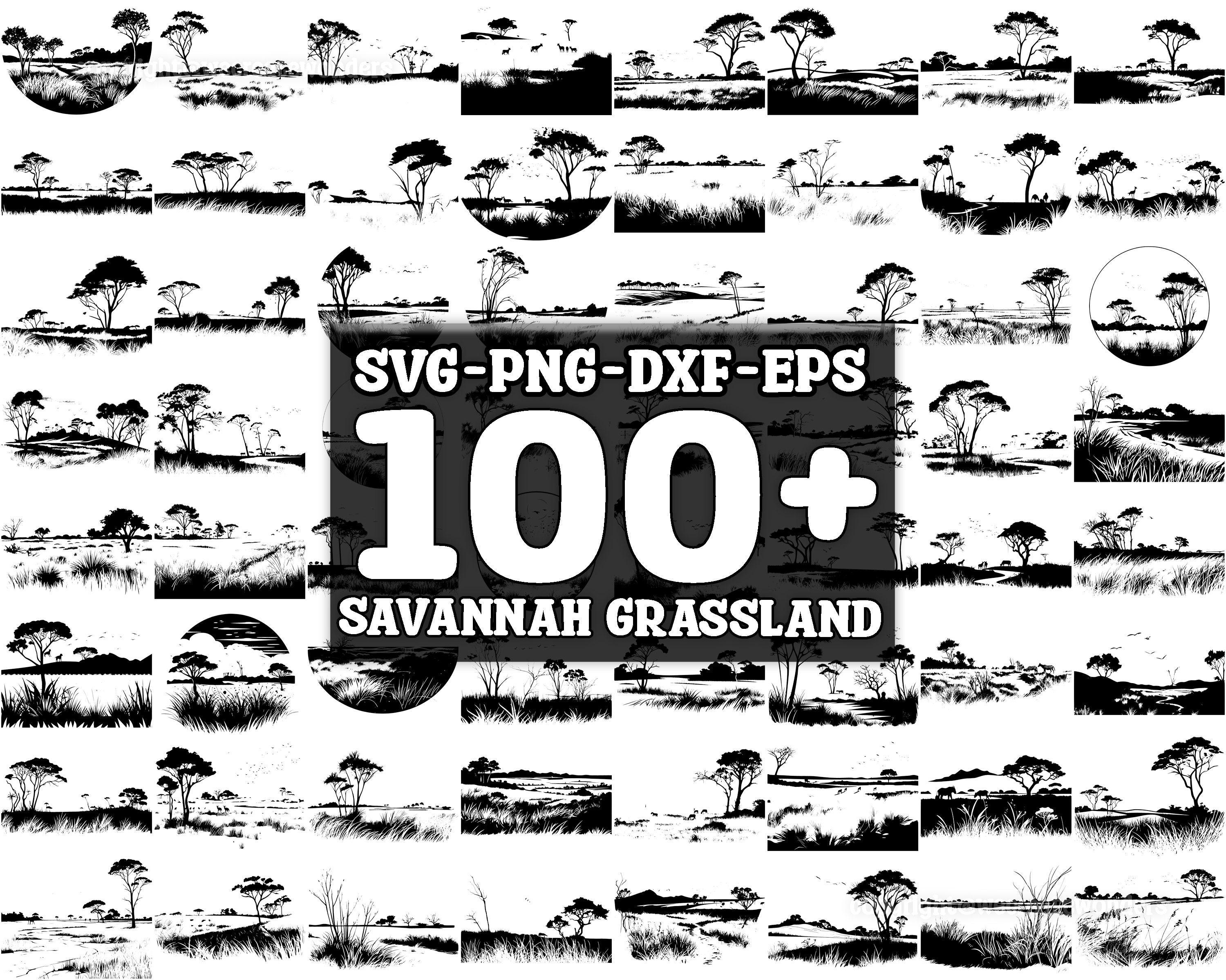 Savannah Grassland SVG Bundle, Set of 100, Instant Digital Download, png, svg, eps, dxf