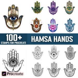 100+ Hamsa Hands Procreate Stamps, Brushes for Procreate, Instant Digital Download