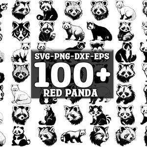 Red Panda SVG Bundle, Set of 100, Instant Digital Download, png, svg, eps, dxf