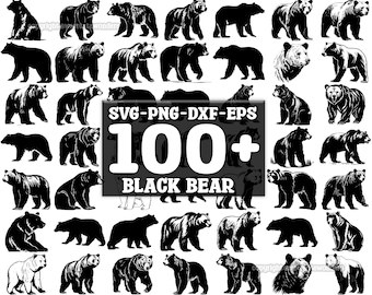 Black Bear SVG Bundle, Set of 100, Instant Digital Download, png, svg, eps, dxf