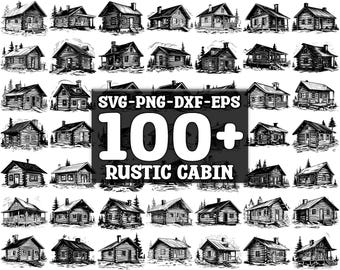 Rustikale Hütte SVG Bundle, Set von 100, sofortiger digitaler Download, png, svg, eps, dxf