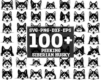 Peeking Siberian Husky SVG Bundle, Set of 100, Instant Digital Download, png, svg, eps, dxf