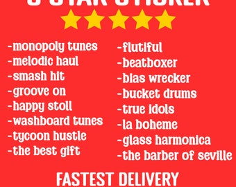 5 Star Stickers - MNPLY GO - Fastest Delivery