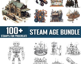 100+ Steam Age Procreate Stamps, Brushes for Procreate, Instant Digital Download