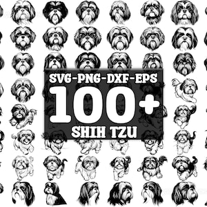 Shih Tzu SVG Bundle, Set of 100, Instant Digital Download, png, svg, eps, dxf