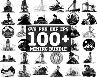 Mining SVG Bundle, Set of 100, Instant Digital Download, png, svg, eps, dxf