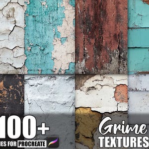 100+ Grime Procreate Textures, Brushes for Procreate, Instant Digital Download