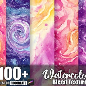 100+ Watercolor Bleed Procreate Textures, Brushes for Procreate, Instant Digital Download