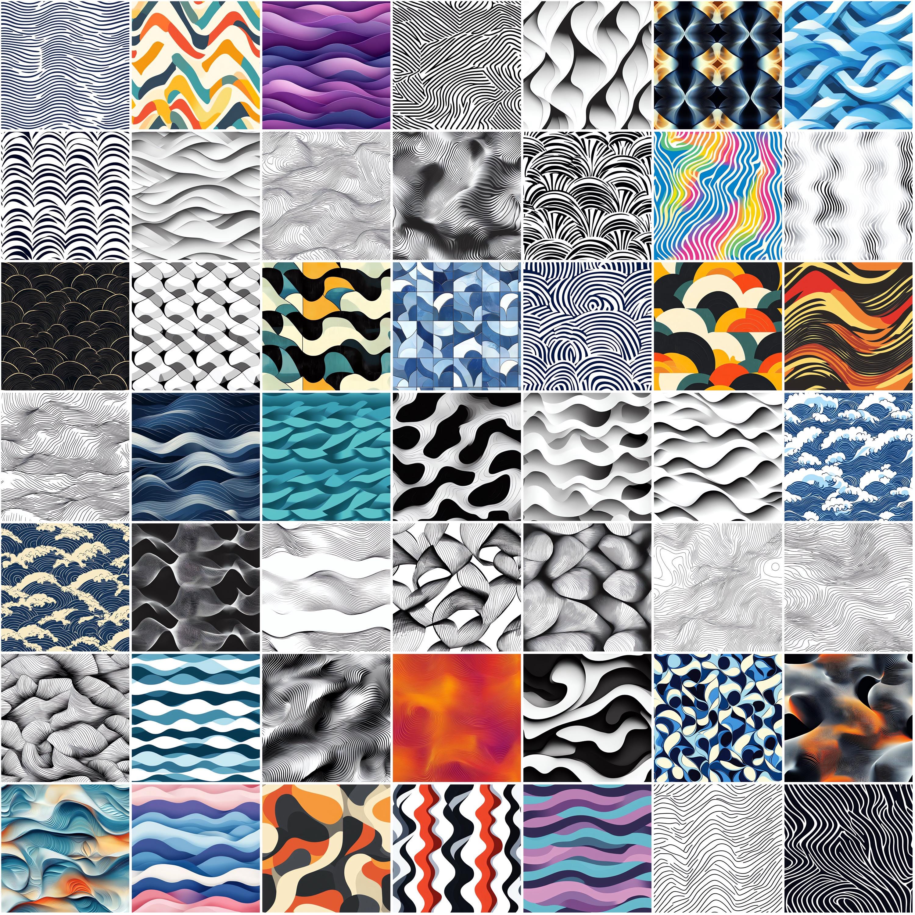 100+ Geometric Waves Procreate Textures, Brushes for Procreate, Instant ...