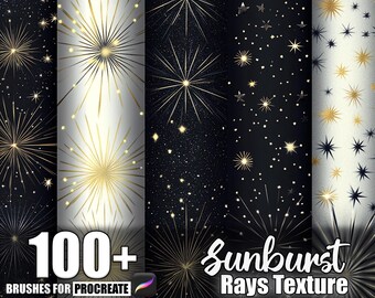 100+ solstrålar Procreate-texturer, borstar för Procreate, omedelbar digital nedladdning