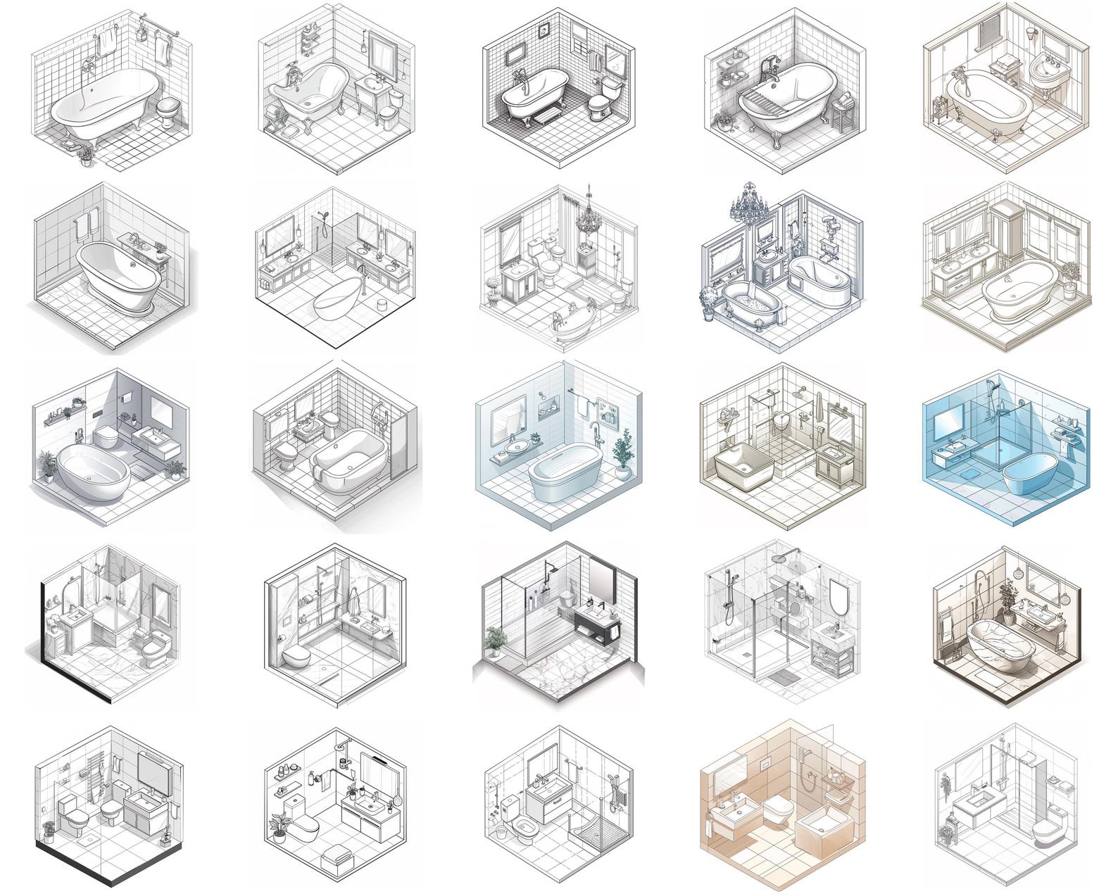 100+ Isometric Bathroom Procreate Stamps, Brushes for Procreate ...