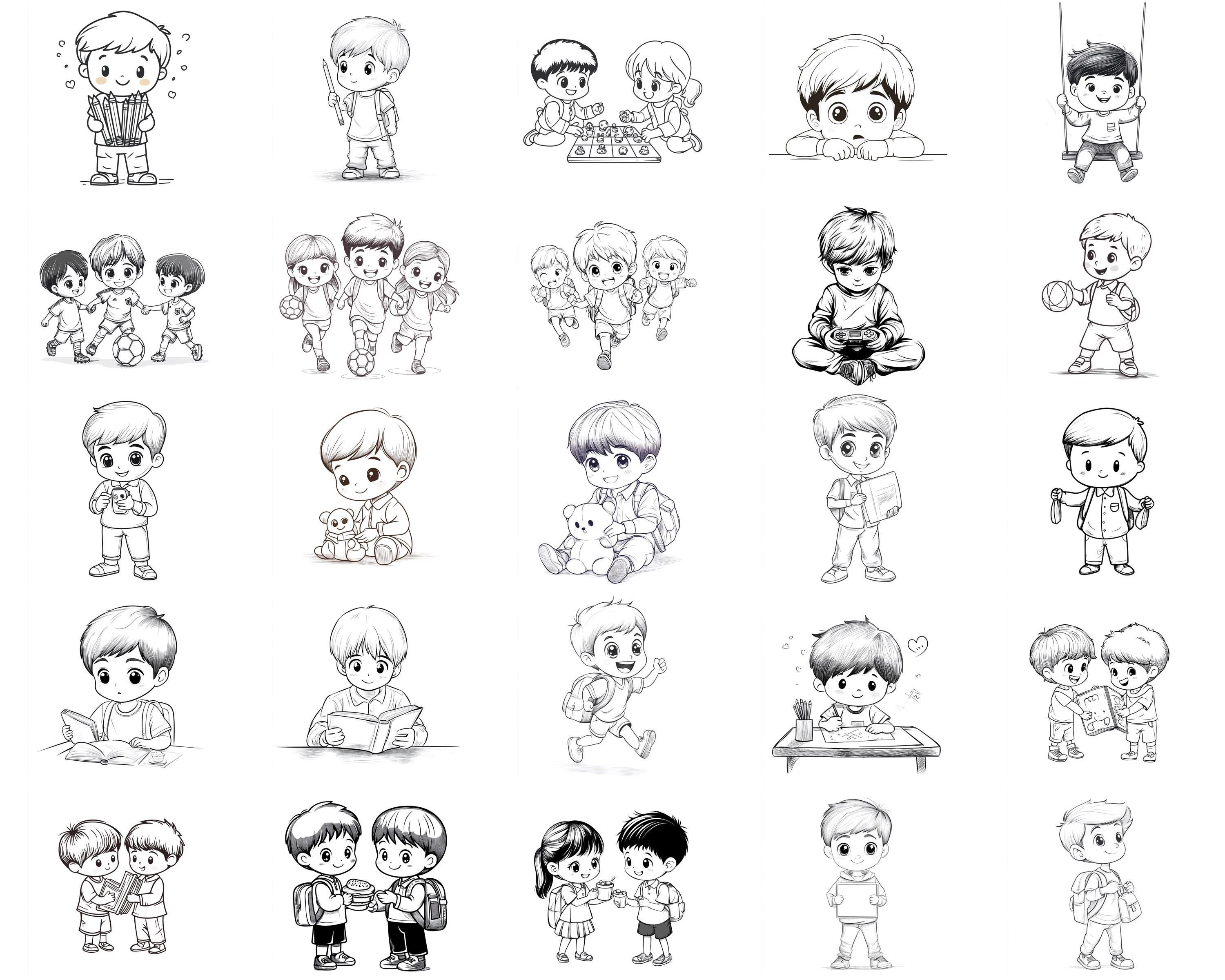 100+ Kawaii Schoolboy Procreate Stamps, Brushes for Procreate, Instant ...