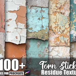 Oltre 100 texture di residui di adesivi strappati per Procreate, pennelli per Procreate, download digitale istantaneo