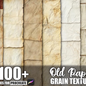Oltre 100 texture Procreate con venature della carta antica, pennelli per Procreate, download digitale istantaneo