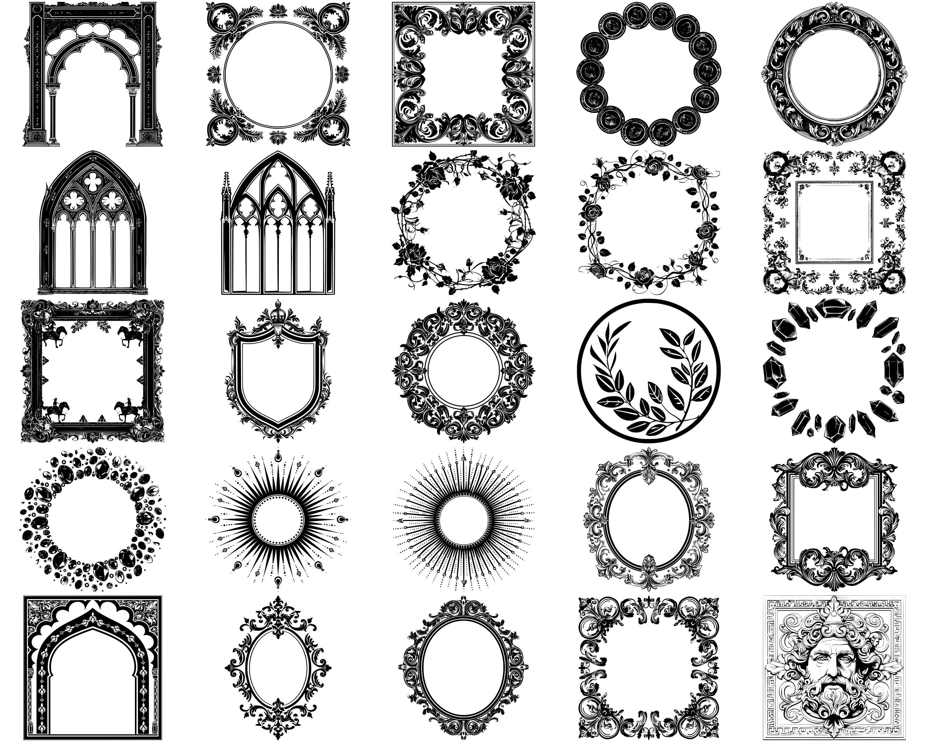 Timeless Renaissance Frames SVG Bundle, Set of 100, Instant Digital ...