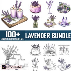 100+ Lavender Procreate Stamps, Brushes for Procreate, Instant Digital Download