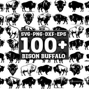 Bison Buffalo SVG Bundle, Set of 100, Instant Digital Download, png, svg, eps, dxf