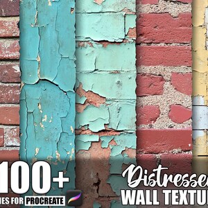 100+ Distressed Wall Procreate Textures, Brushes for Procreate, Instant Digital Download