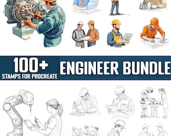 100+ Engineer Procreate Stamps, Brushes for Procreate, Instant Digital Download
