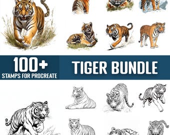 100+ Tiger Procreate Stamps, Brushes for Procreate, Instant Digital Download