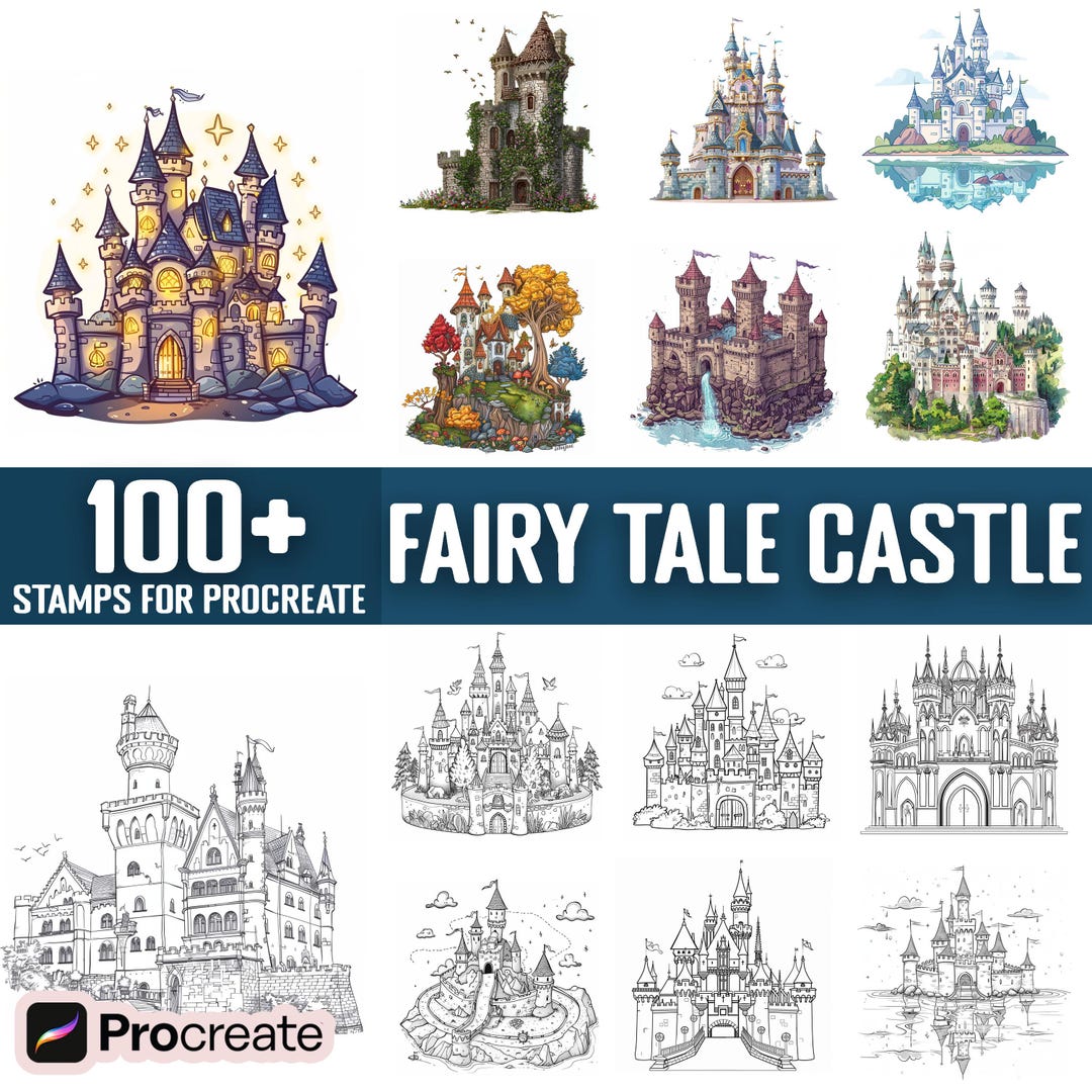 100+ Fairy Tale Castle Procreate Stamps, Brushes for Procreate, Instant ...