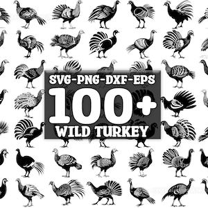 Wild Truthahn SVG Bundle, Set von 100, sofortiger digitaler Download, png, svg, eps, dxf
