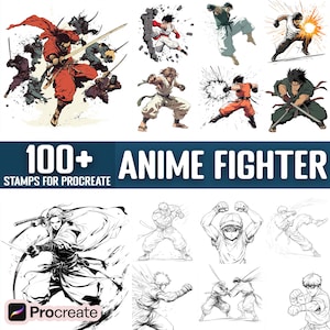 100+ Anime Fighter Procreate Stamps, Brushes for Procreate, Instant Digital Download