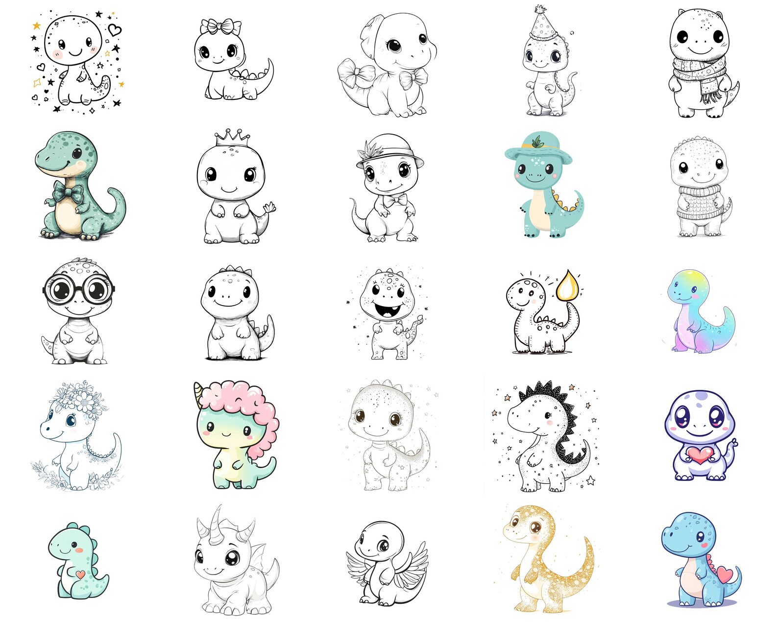 100+ Kawaii Dinosaur Procreate Stamps, Brushes for Procreate, Instant ...