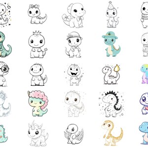 100+ Kawaii Dinosaur Procreate Stamps, Brushes for Procreate, Instant ...