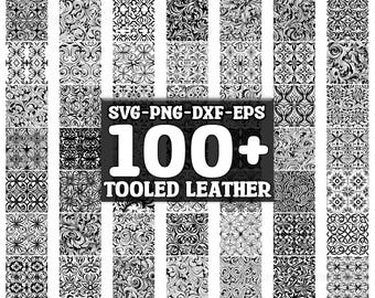 Tooled Leather SVG Bundle, Set of 100, Instant Digital Download, png, svg, eps, dxf