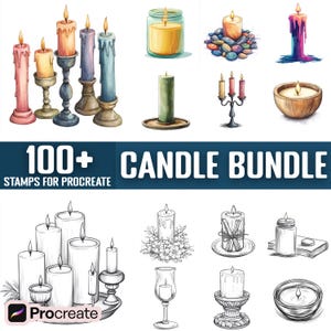 100+ Candle Procreate Stempel, Pinsel für Procreate, sofortiger digitaler Download