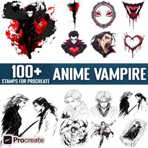 100+ Anime Vampire Procreate Stamps, Brushes for Procreate, Instant Digital Download