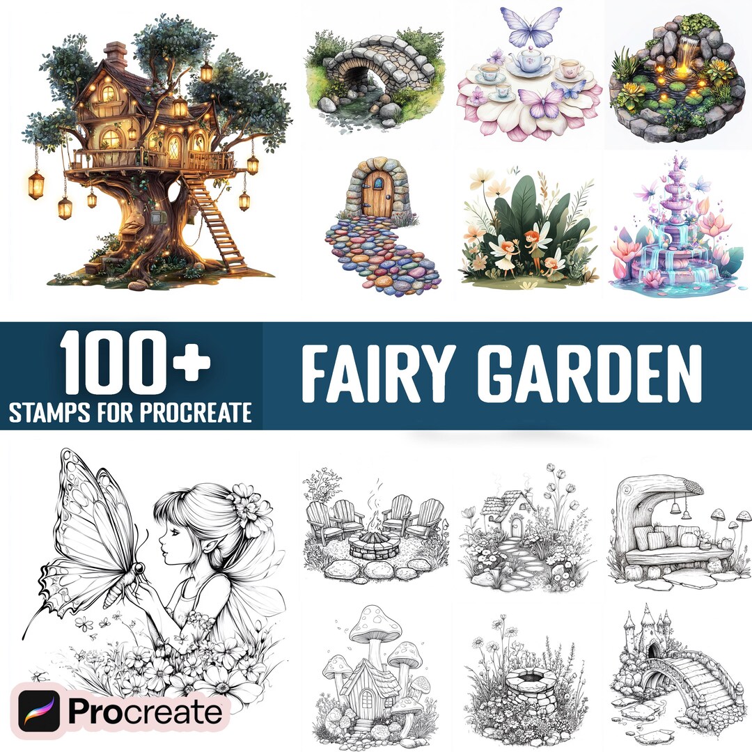 100+ Fairy Garden Procreate Stamps, Brushes for Procreate, Instant ...