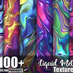 100+ Liquid Metal Procreate Textures, Brushes for Procreate, Instant Digital Download