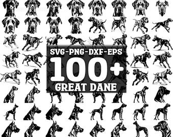 Great Dane SVG Bundle, Set of 100, Instant Digital Download, png, svg, eps, dxf
