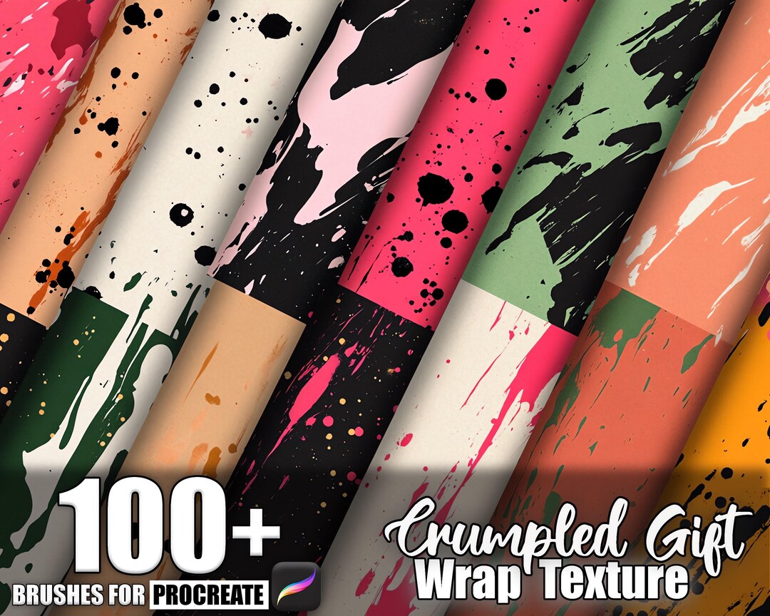 Presentwrap Texture 100+ Crumpled Gift Wrap Procreate Textures, Brushes for Procreate ...