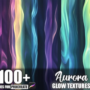 100+ Aurora Glow Procreate Textures, Brushes for Procreate, Instant Digital Download