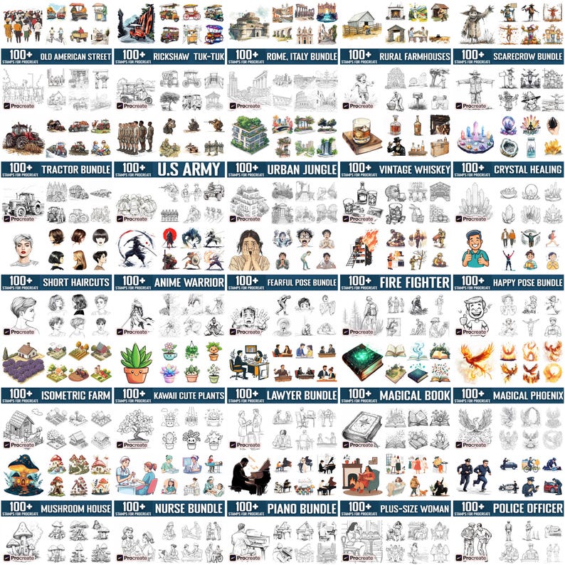 89 000+ Hela butiken, Stämplar för Procreate, Penslar för Procreate, Omedelbar digital nedladdning bild 4